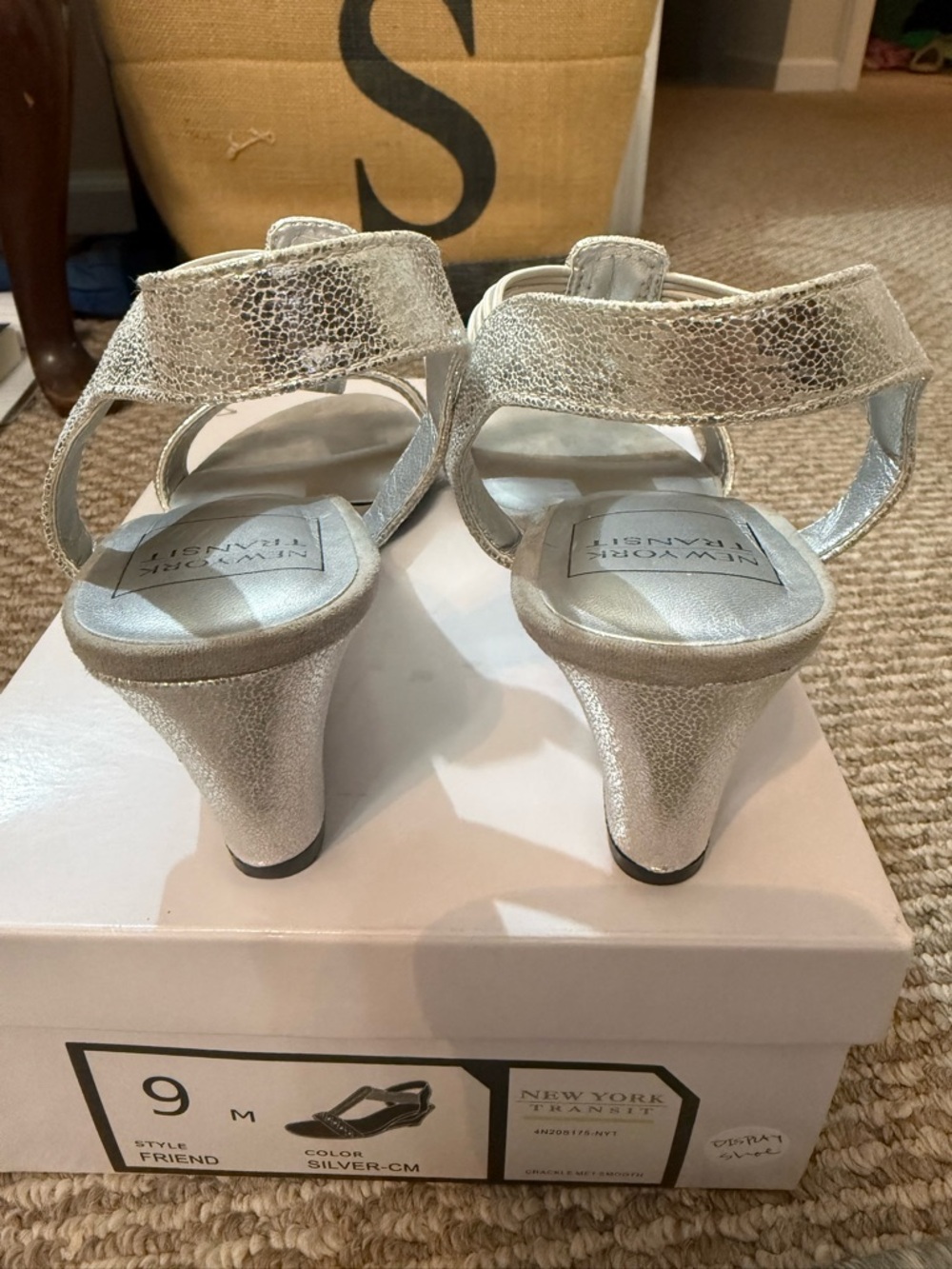 New York Transit Silver Crystal T-Strap Heels. - Picture 3 of 8